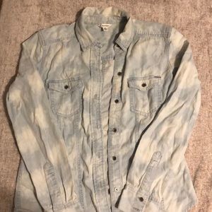 Calvin Klein light wash denim jean bottom down